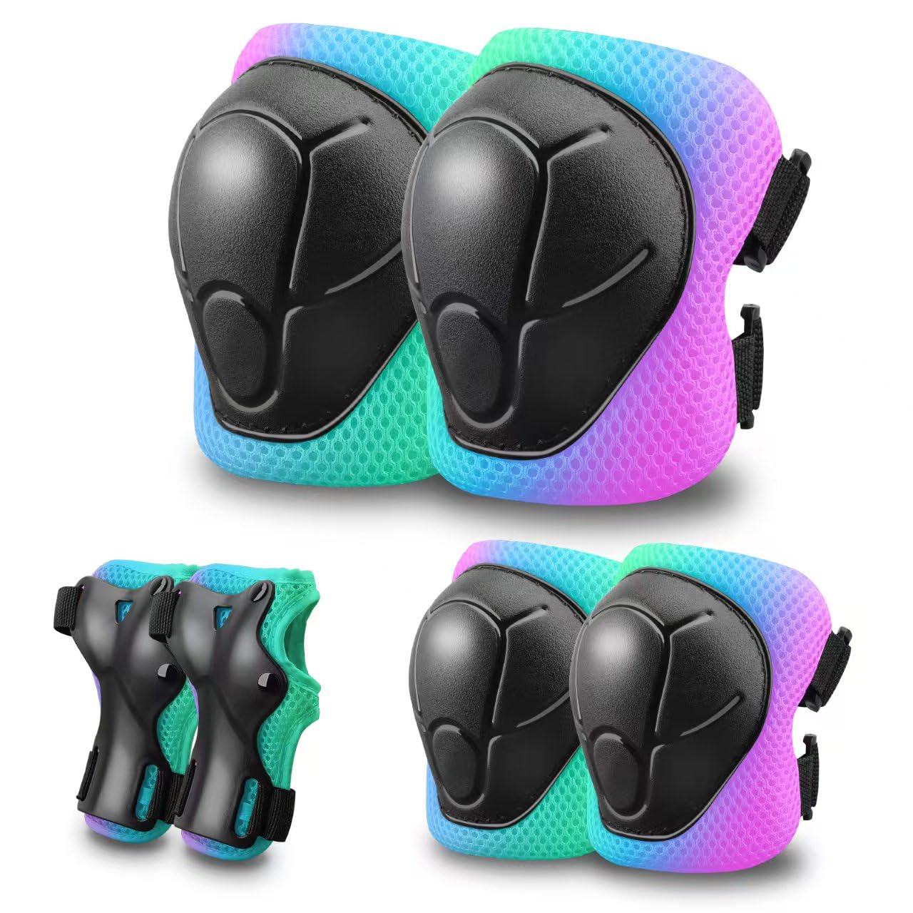 Kids Protective Gear Set Knee Pads for Kids 3-14 Years Toddler Knee and Elbow Pads with Wrist Guards 3 in 1 for Skating Cycling Bike,Biking, Roller