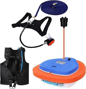 GOYOJO 3 Hours Scuba Diving Ventilator System with Mask Mount, Equipment Toys Floating Air Pump/Tank 10M Telescopic Pipe & Breathing Regulator 57 Liters/min for Underwater Snorkeling