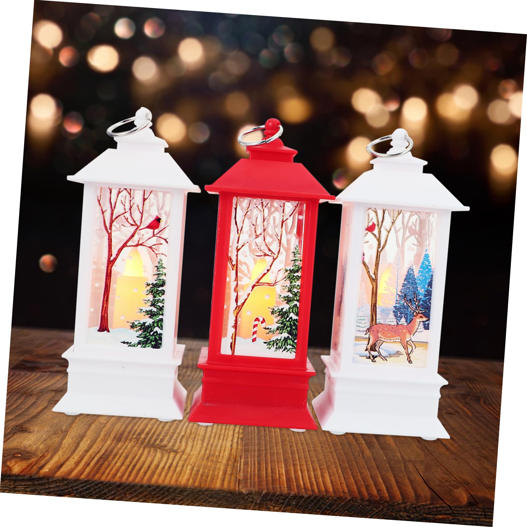 Cabilock Christmas Led Candlestick Light 3pcs Xmas Hurricane Lamps Night Lamp Decor