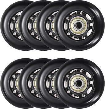 Inline Skate Wheels with Bearings, Outdoor & Indoor Roller Skate Wheel Inline Skate Replacement (60mm, 8Pack, Black) for Scooter