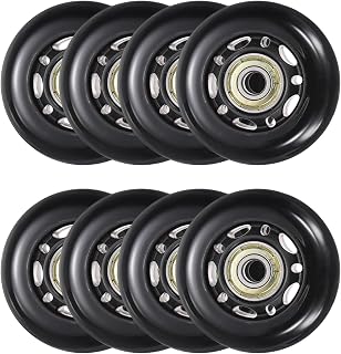 Inline Skate Wheels with Bearings, Outdoor & Indoor Roller Skate Wheel Inline Skate Replacement (60mm, 8Pack, Black) for Scooter