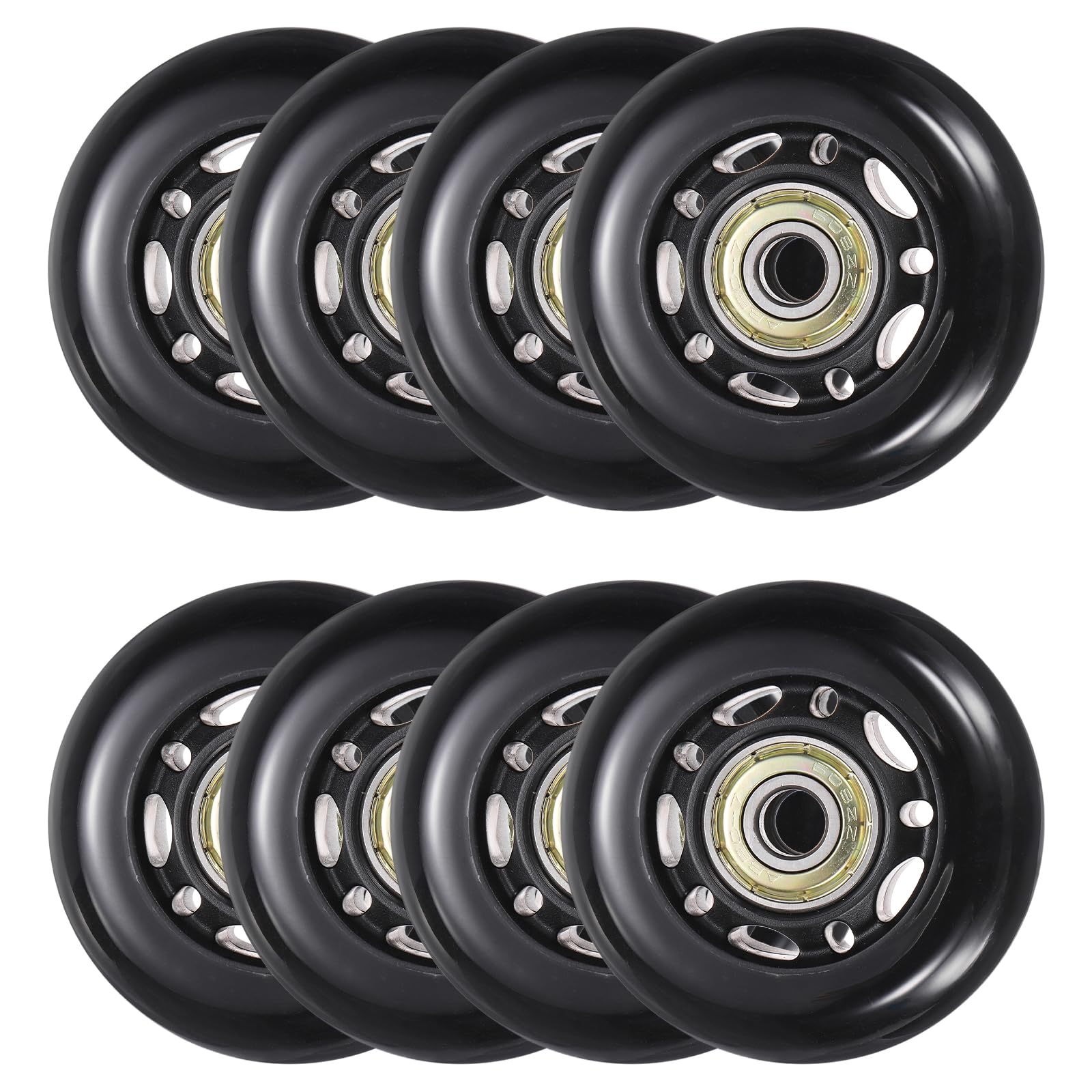 YELARXI Inline Skate Wheels with Bearings, Outdoor & Indoor Roller Skate Wheel Inline Skate Replacement (60mm, 8Pack, Black) for Scooter
