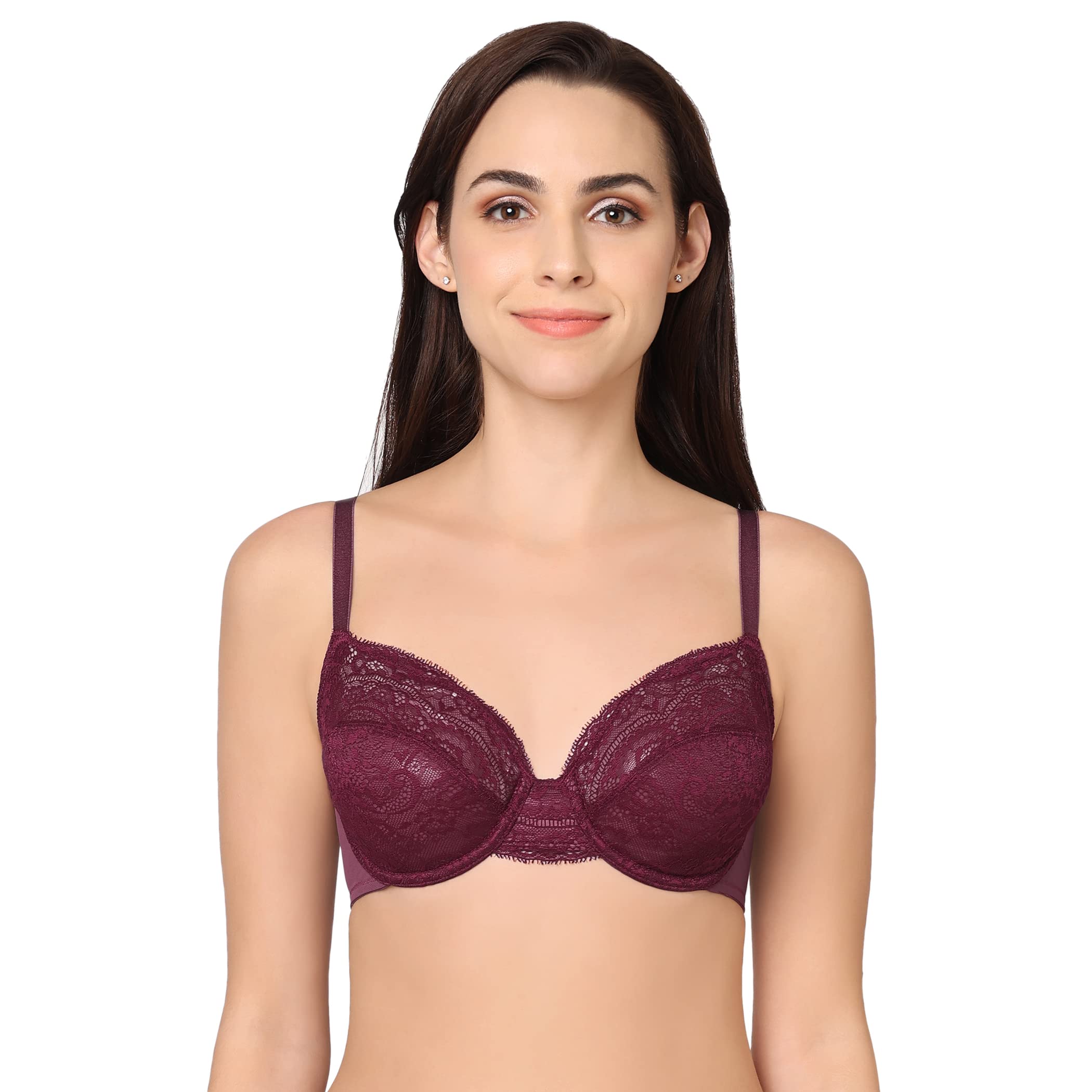 WacoalWomen’s Essential Lace | Non Padded | Wired |Full Cup| Bridal Wear | Lace Bra | Full Support Bra Purple (32DD)