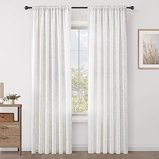 Cream White Curtains 80 Inch Length for Girl's Room Deco 2 Panel Drape R...