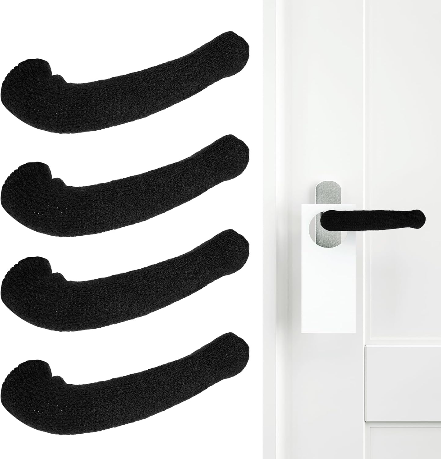 PATIKIL 8Pcs Door Handle Cover, Extended Knitted Door Knob Covers Protector Knob Handle Cover Elasticity Anti-Scald for Heat Winter Summer Hot Cold Home Offices Furniture, Light Gray