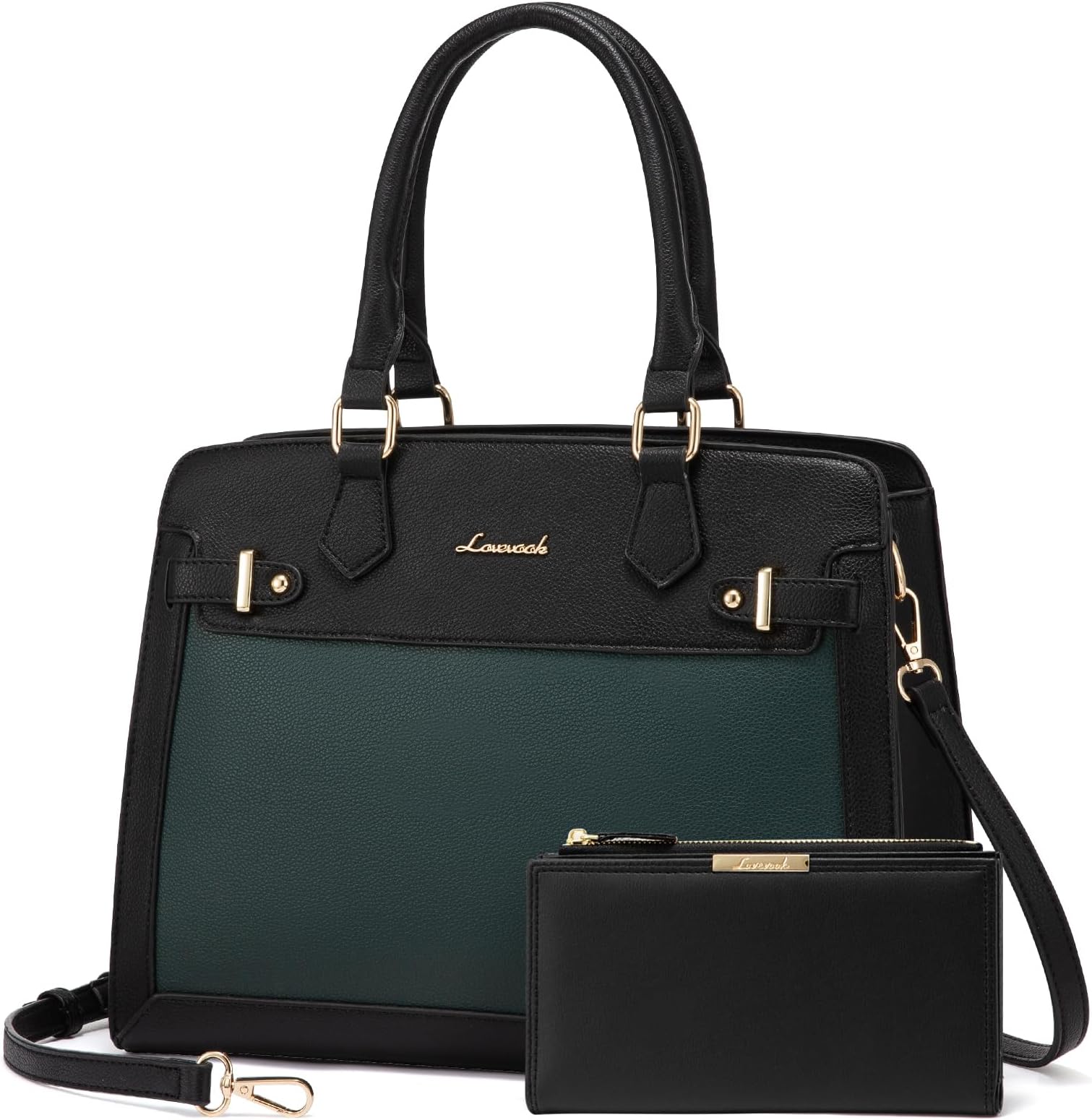 LOVEVOOK Purses and Handbags for Women, Tote Shoulder Bag Satchel Black Purse and PU Leather Top Handle for ladies