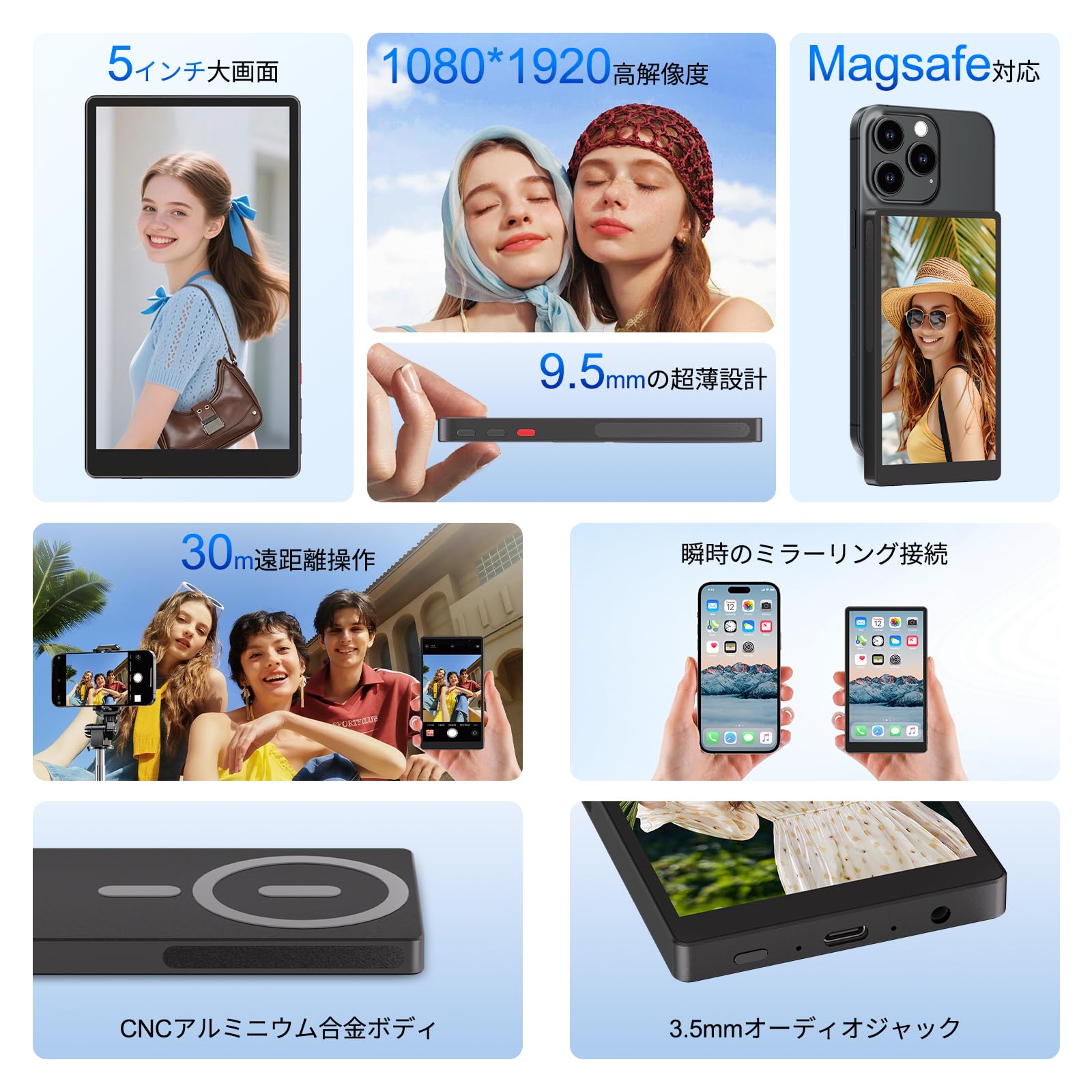 Amazon.co.jp: MAGEX iphone17 自撮りモニター 5インチ 1080P 超薄型
