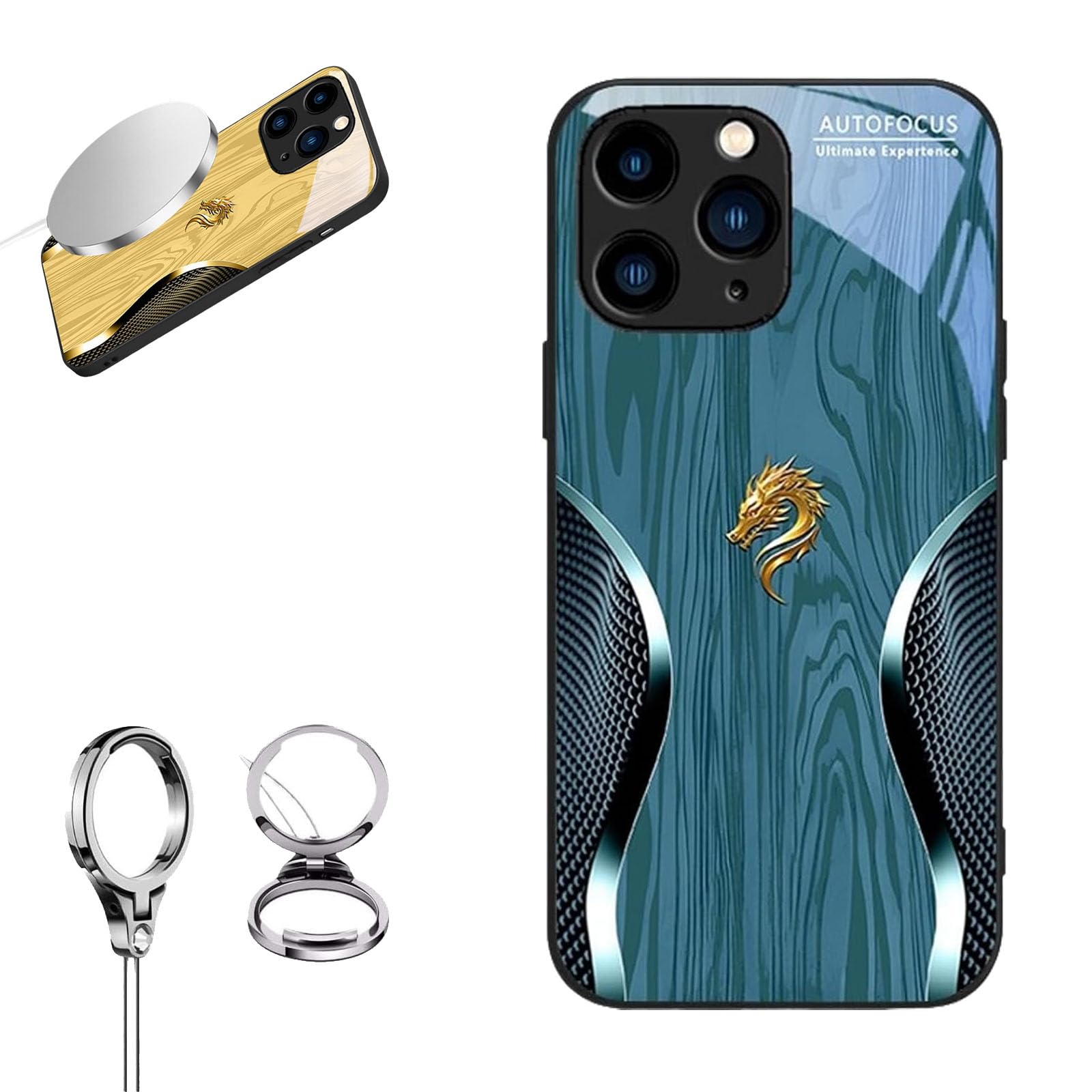 BOGABRA Personalized Dragon Compatible with Magsafe Glass Phone Case, Dragon Compatible Glass Phone Case for iPhone, Supports Wireless Charging for