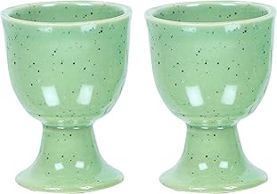 Soft Boiled Egg Holder | Ceramic Egg Cup Set | Porcelain Egg Holder for Hard Boiled Eggs Pottery Housewarming Gift (2, Green Matt)