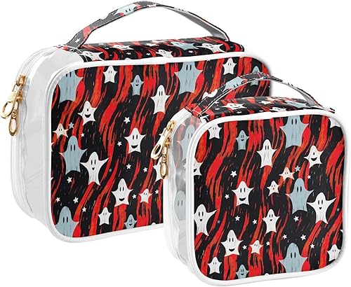 Miniatura 2 de Halloween Ghost Stars Clear Toiletry Bag for Traveling,2 Pack Makeup Cosmetic Bag with Zipper,Travel Bag for Toiletries,Travel Essentials 21214517