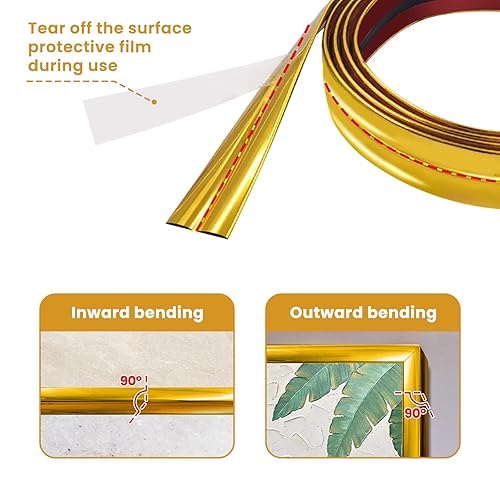 Miniatura 8 de SNAIL GARDEN Sellador de cinta para calafatear, tira de sellado autoadhesiva, sello hermético para baño, cocina, fregadero y bañera (dorado)