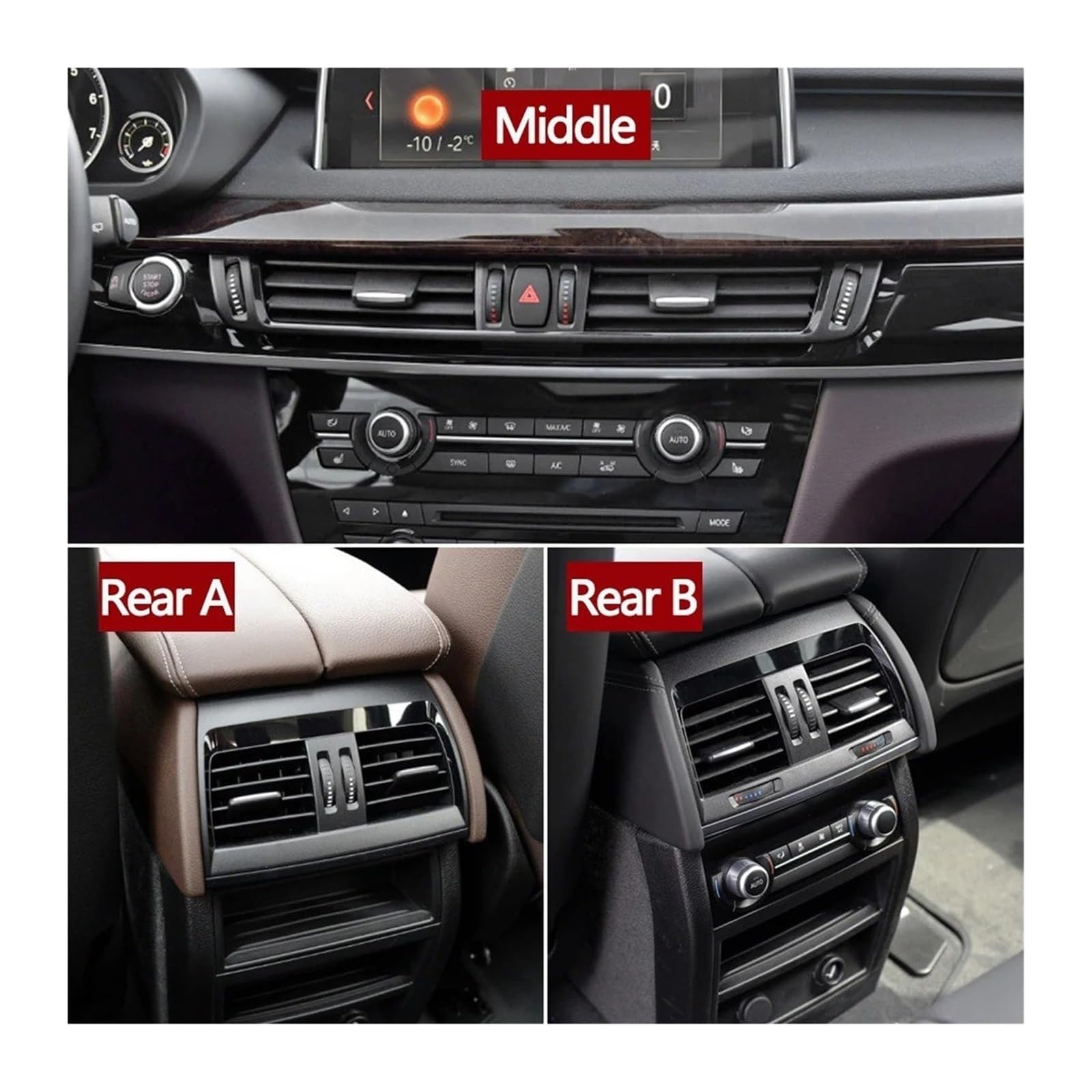 Auto Griglia Bocchette Aria Condizionata Per B&MW X5 X6 X5M X6M F15 F16 F85 F86 Cruscotto Centrale Dell'auto Pannello Di Copertura Della Bocchetta Ventilazione AC 64229253115(Middle)