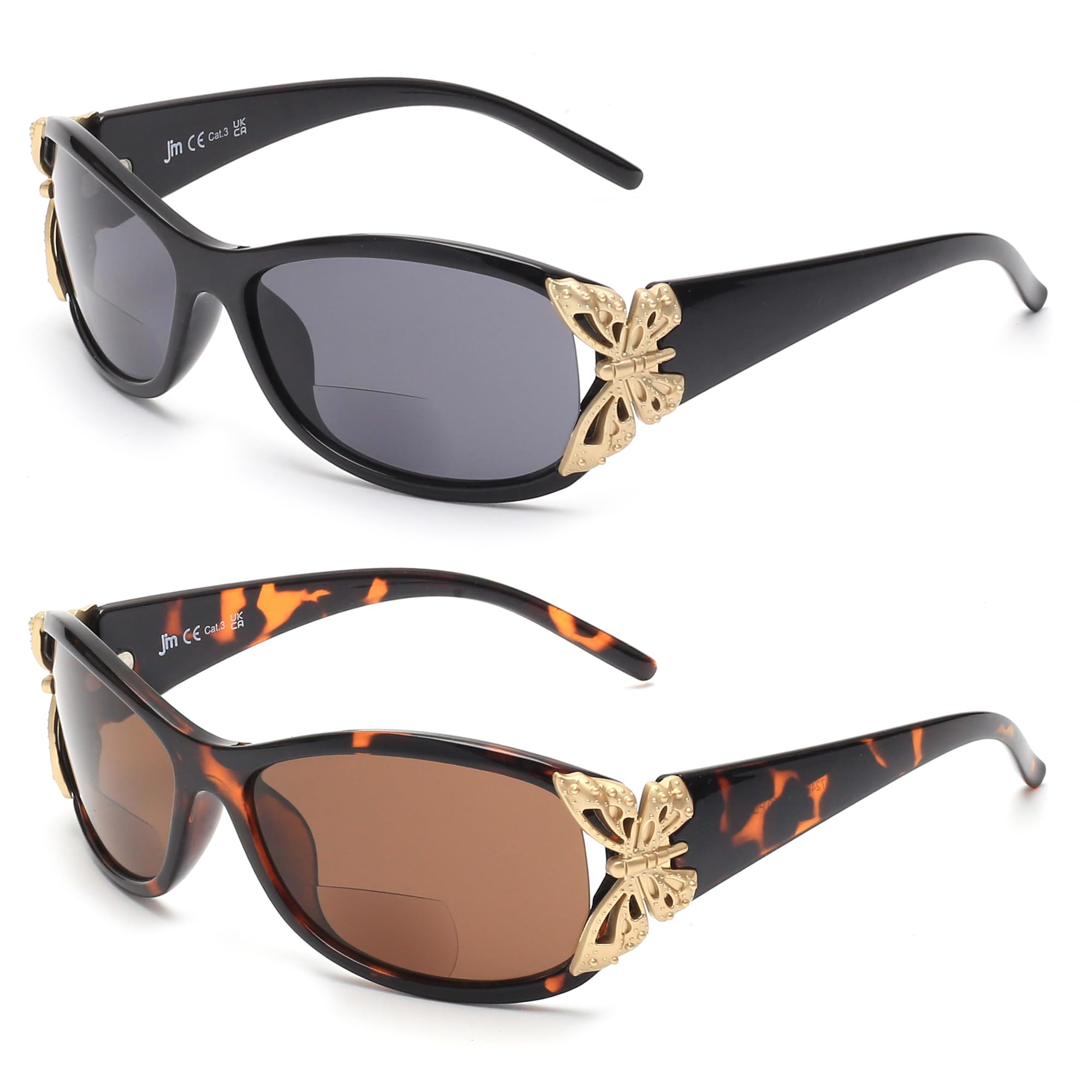 JM 2 Pack Bifocales Gafas de Sol de Lectura para Mujer Moda Gafas Presbicia Outdoor Gafas de Lectura Protección UV400