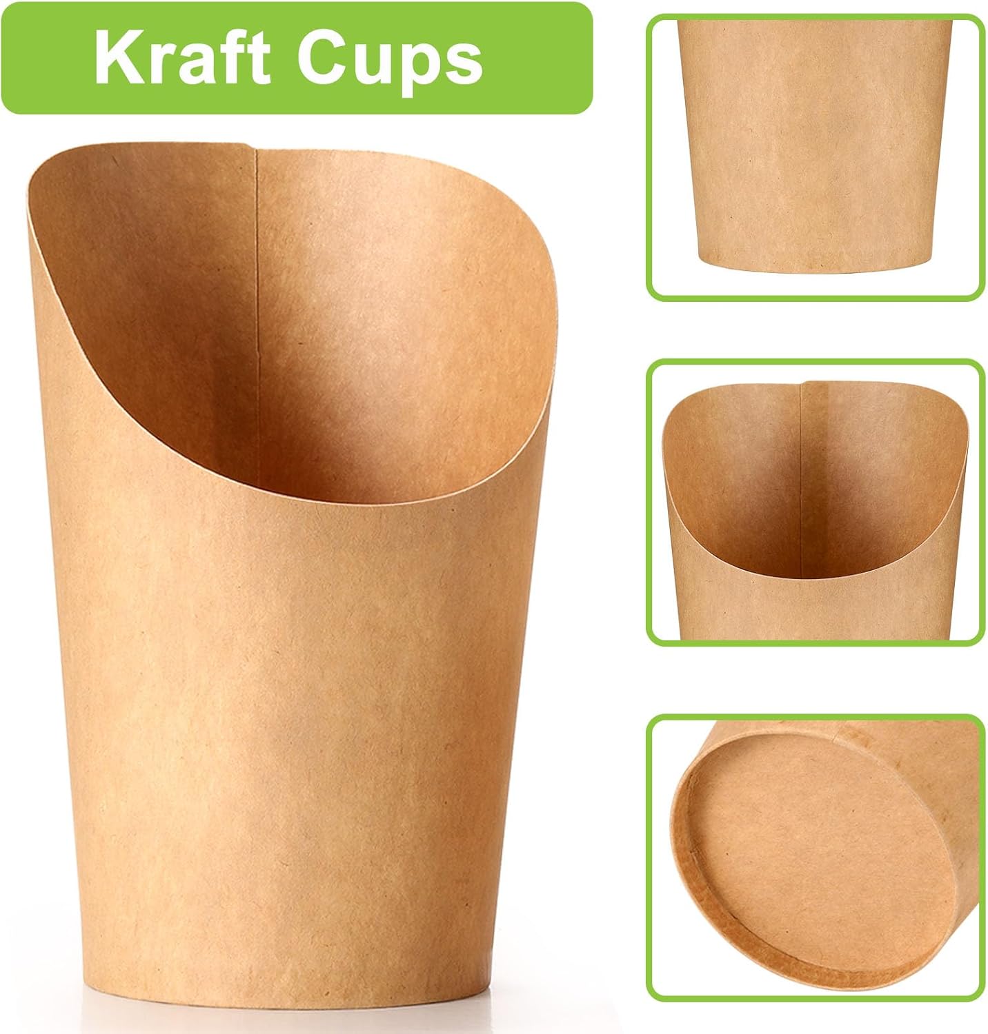 100 Pcs Charcuterie Cups with Sticks 14oz, Individual Disposable Handheld Holder with 100 Bags+100 Lables+200 Cocktail Skewers Tooth Picks, Paper Appetizer Board Snack Boxes for French Fry, Brown
