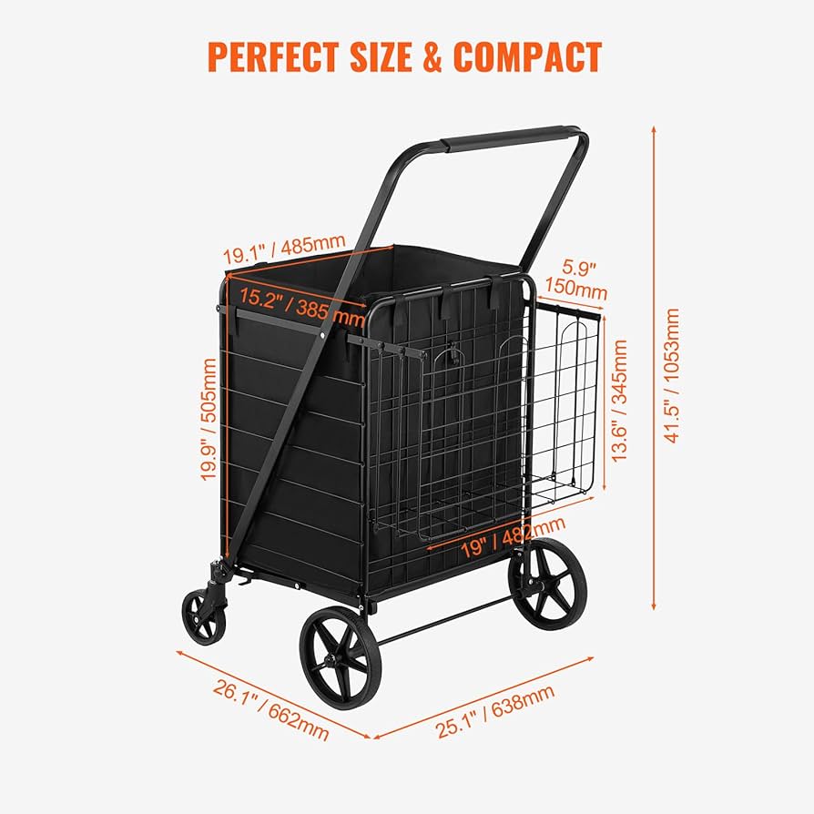 minale1037【Shoppingcart】Dr. VEVOR Folding Shopping Cart with Removable Waterproof Liner