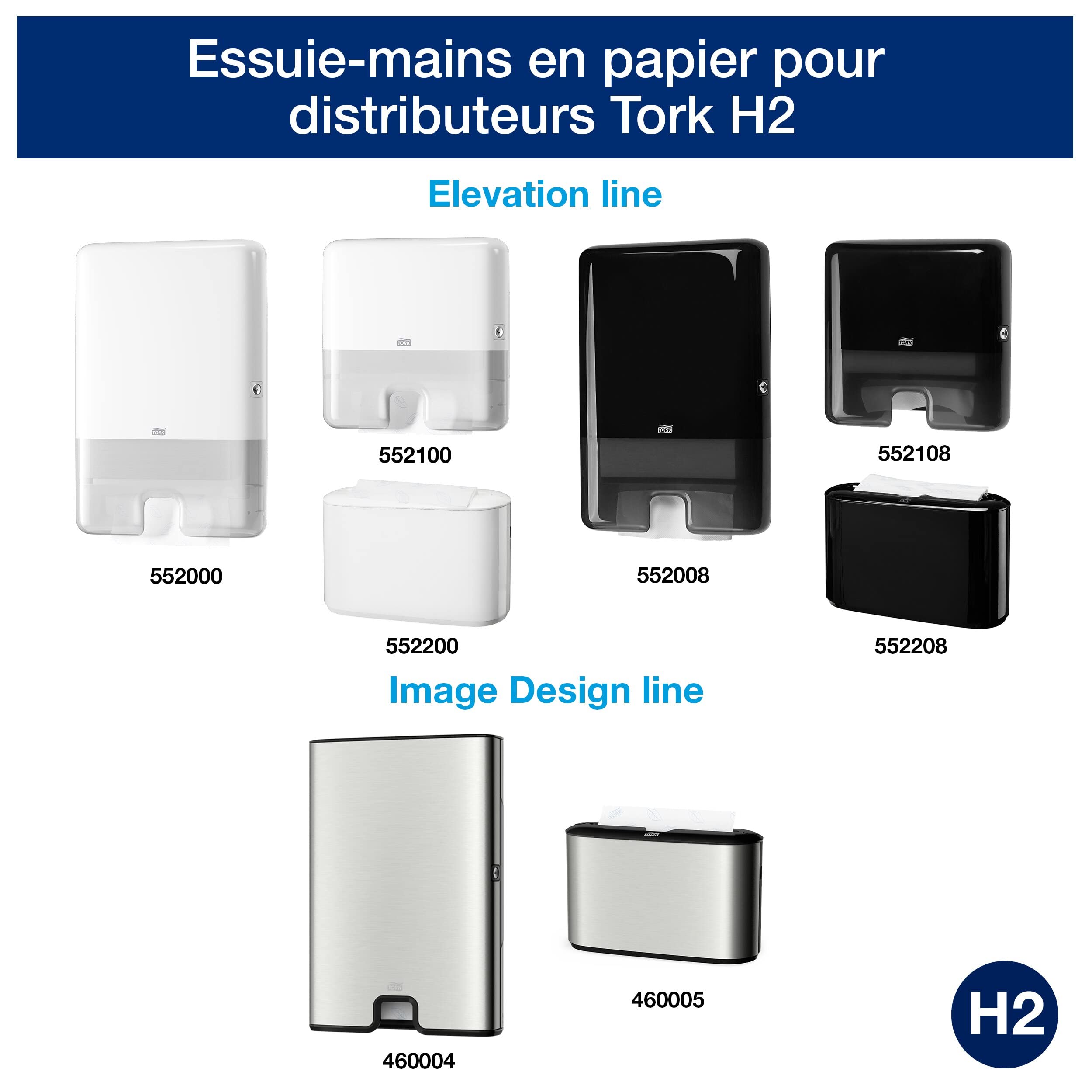 Tork Xpress Essuie-mains interfoliés blancs H2, extra-doux, 21 x 100 feuilles, 600297