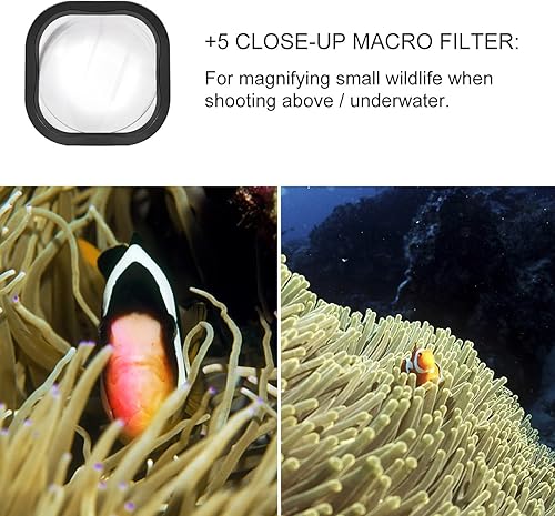 Miniatura 4 de Paquete de 4 filtros de buceo subacuáticos para GoPro Hero 8 9 10 11 12, carcasa impermeable oficial negra en rojo, rojo claro, magenta y 5 filtros