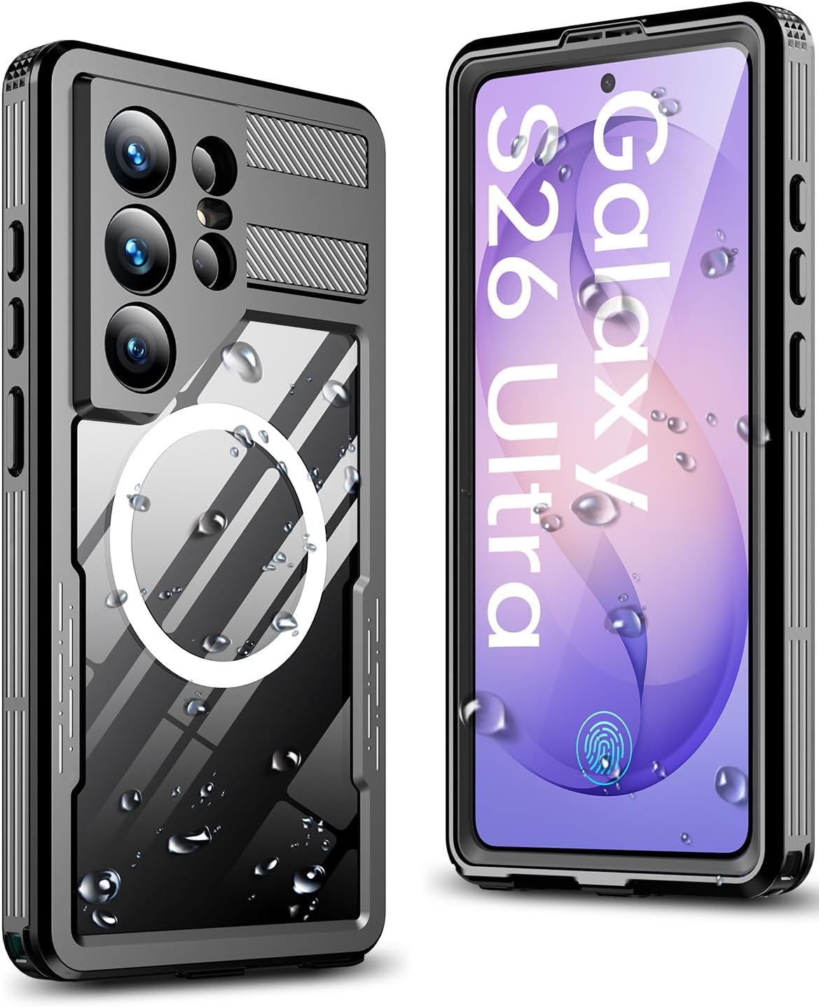 for Samsung Galaxy S26 Ultra Case, [Built-in Screen Protector] [IP68 Waterproof Dustproof] [Compatible with MagSafe] Rugged Full Body Underwater Protective Cover for Galaxy S26 Ultra 5G - Black
