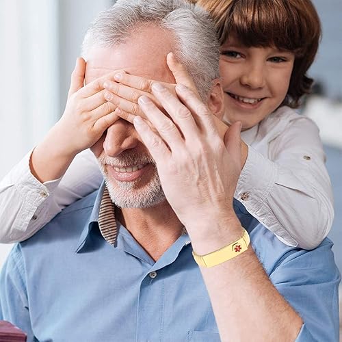 Miniatura 7 de Pulsera de alerta médica para hombres y mujeres, pulsera de identificación médica ajustable ajustable de acero inoxidable para diabetes, alergias,