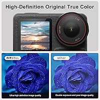 Vista 4 de FiTSTILL 10 protectores de pantalla LCD aplicables con DJI Osmo Action 4 Action 3, con tapa de lente de silicona, dureza Ultra HD 9H, resistente a