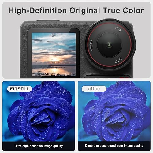 Miniatura 4 de FiTSTILL 10 protectores de pantalla LCD aplicables con DJI Osmo Action 4 Action 3, con tapa de lente de silicona, dureza Ultra HD 9H, resistente a