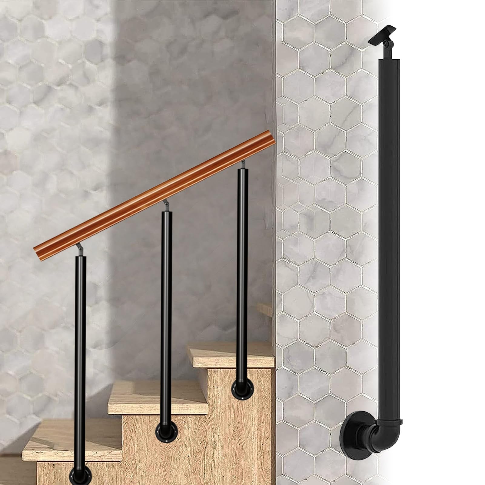 Rampe d'escalier extérieure inclinable barre d'appui de sécurité pour marches entrée de maison