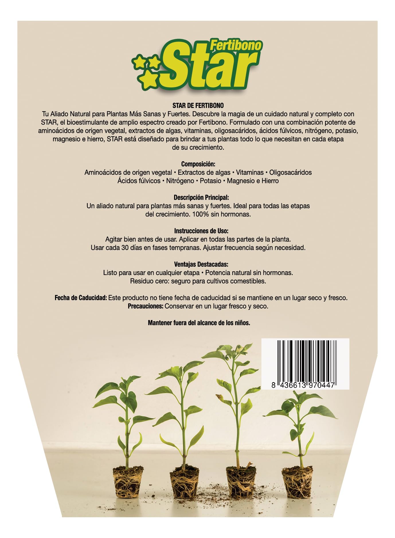 FERTIBONO STAR: Enraizante Orgánico para Plantas y Esquejes, (750ml), Crecimiento Rápido y Fuerte, Enriquecido con Abono, Vitaminas y Algas, Sin Hormonas – Residuo Cero.