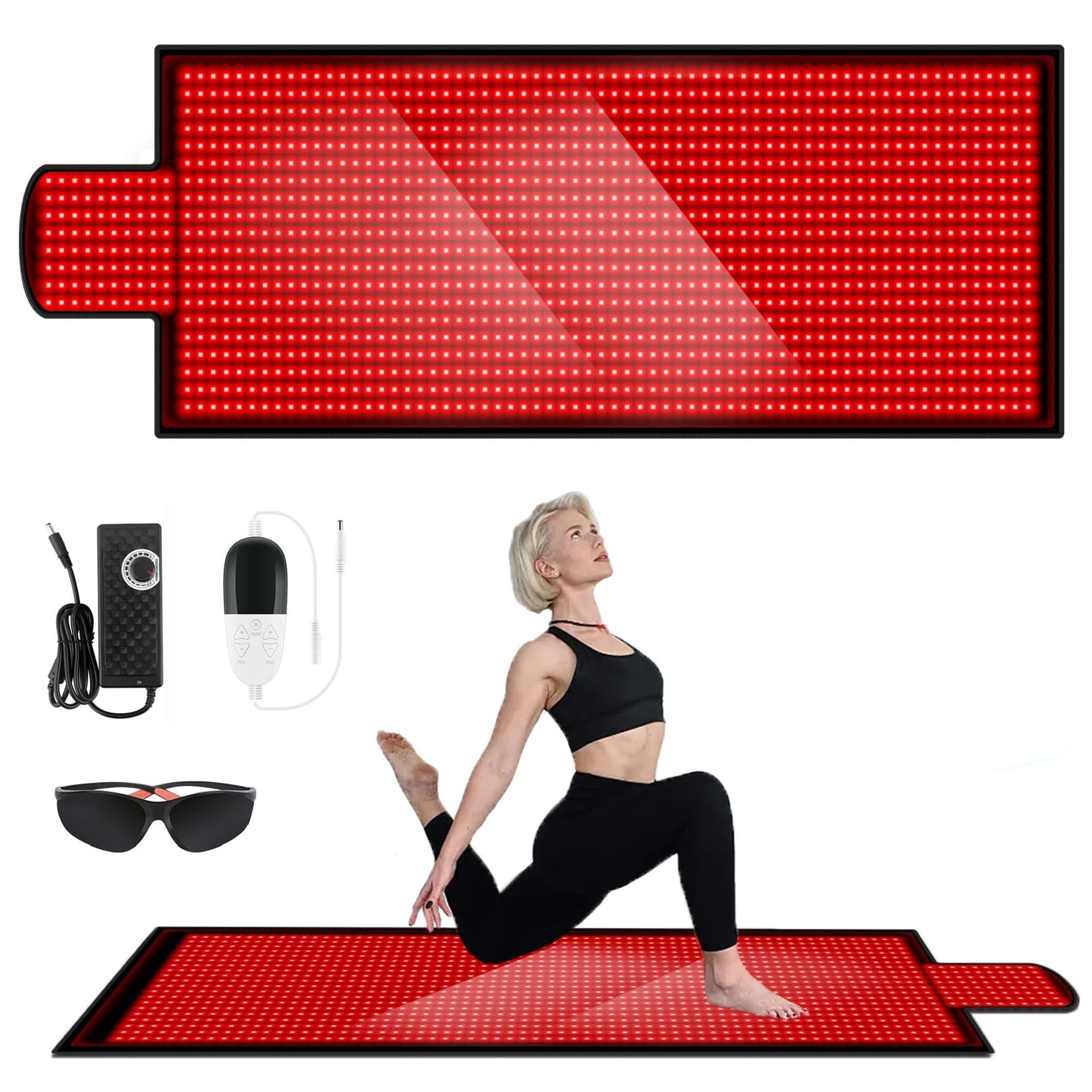 Panel de terapia de luz roja de cuerpo completo, 2570 LED de doble chip de 660 nm y 850 nm, baja EMF, temporizador de intensidad ajustable para aliviar el dolor