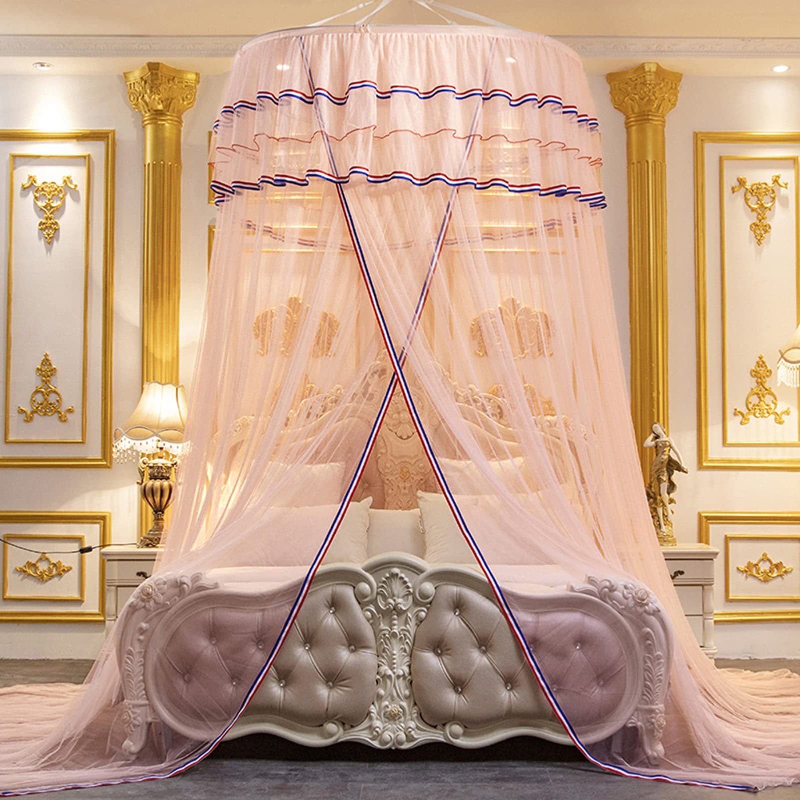 Auvent de lit moustiquaire princesse en dôme pour lits simples et doubles