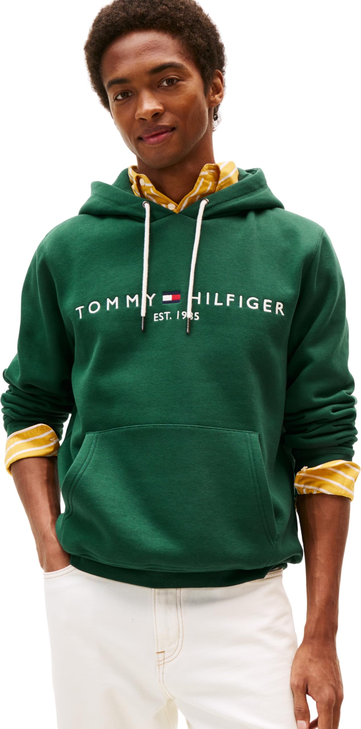 Tommy Hilfiger Men's Tommy Logo Hoodie, Green (Ornamental Green), XL