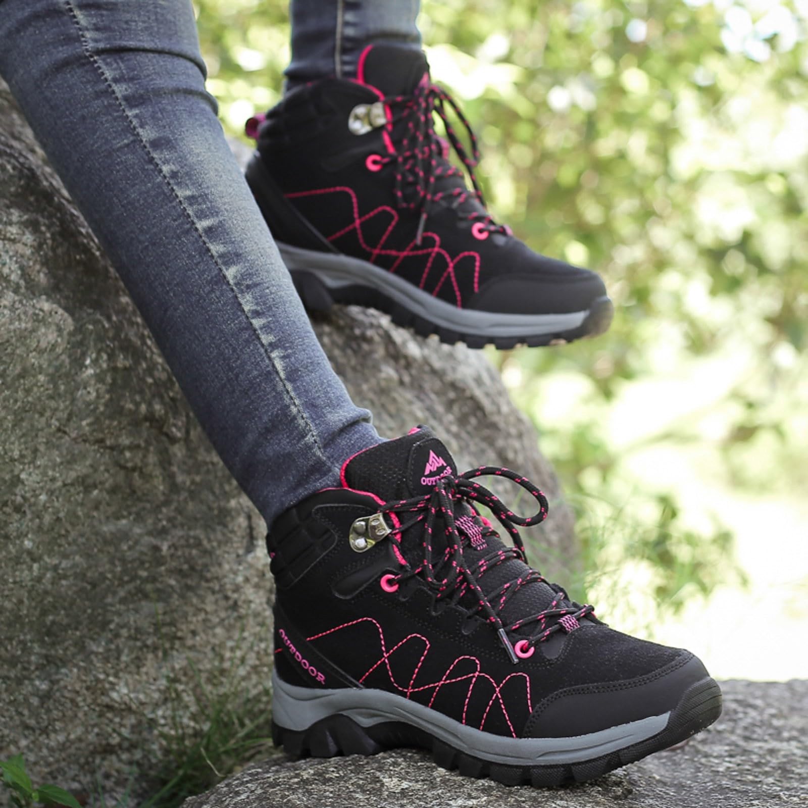 Scarpe Trekking Donna Impermeabili Alte Adatte al Campeggio All'aperto Traspirante Scarponi da Montagna Antiscivolo Leggere Trekking per All'escursionismo Sportive