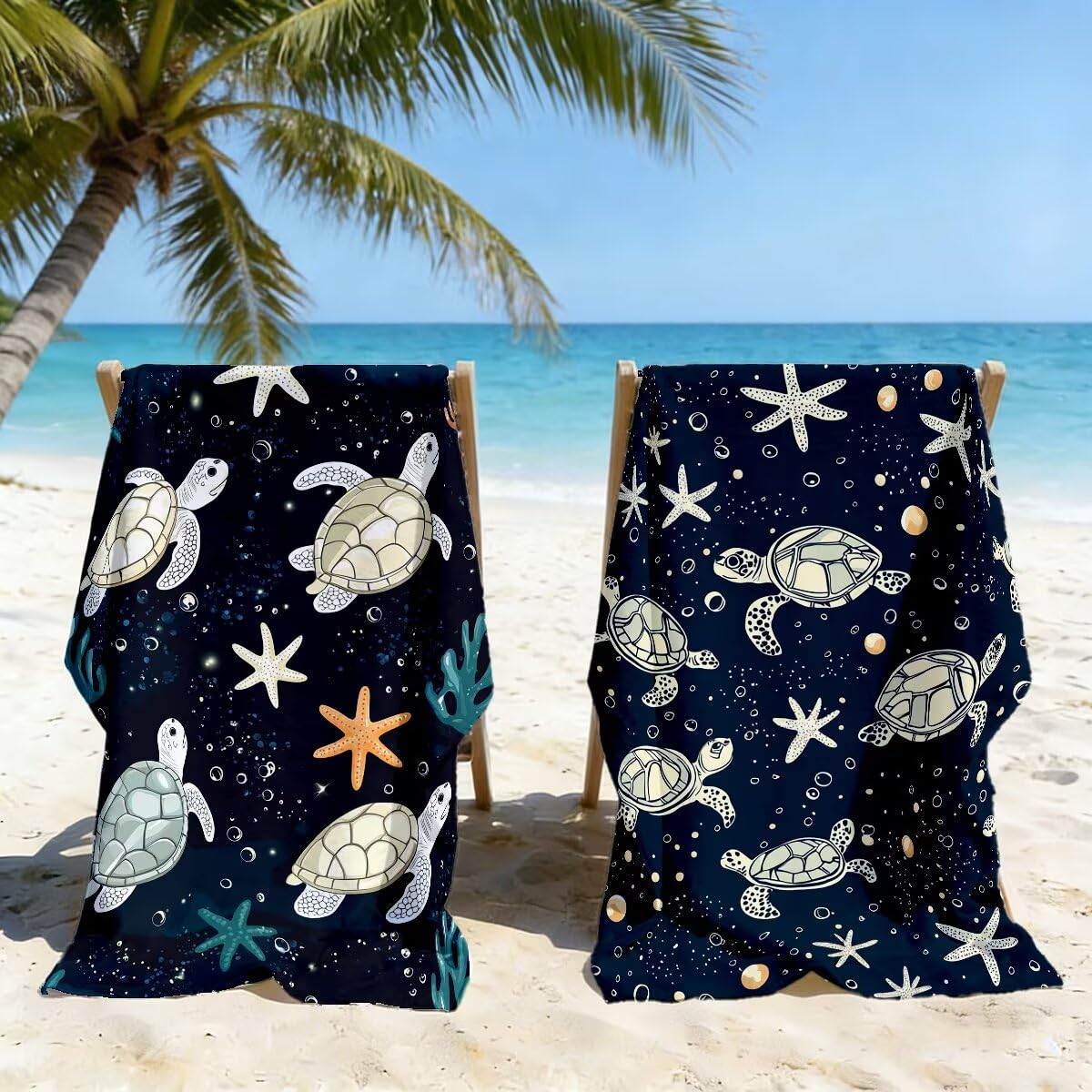 Juego de 2 Toalla Playa Grande 80x160 cm, Secado Rapido Toalla Microfibra Gimnasio, Antiarena Toallas de Playa Lindo, Grande Ligera Compacta Toallas Microfibra Mujer Hombre para Viaje Piscina -5110