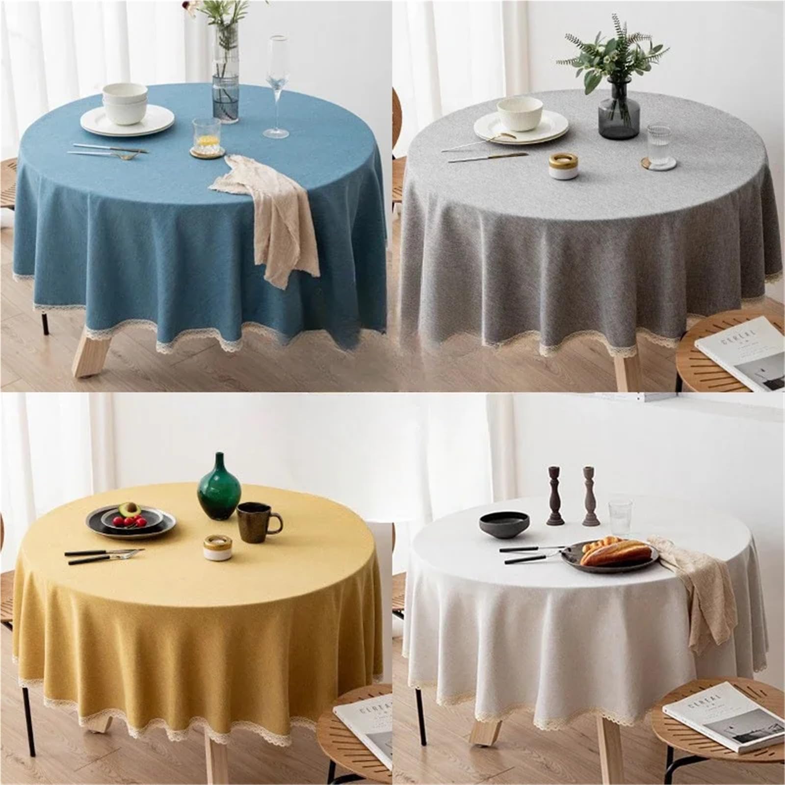 Mantel Redondo Grande para Mesas de Comedor | Manteles antiincrustantes impermeables for comedor, manteles for el hogar, Hotel, alojamiento en familia(Blue,Diameter 120cm)