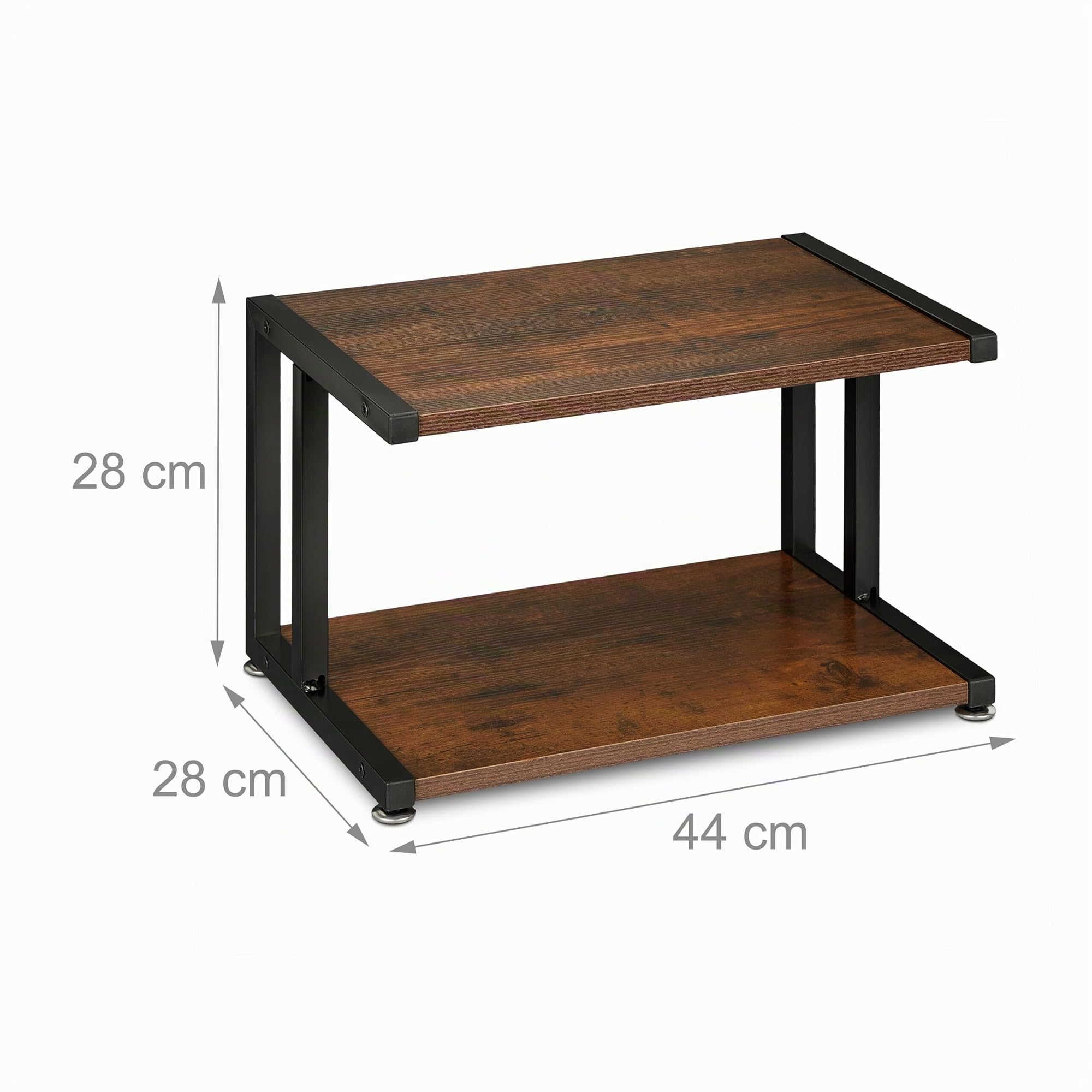 Relaxdays Support d'imprimante, Organiseur de Bureau, H x L x P : 28 x 44 x 28 cm, Design Industriel, Marron foncé/Noir