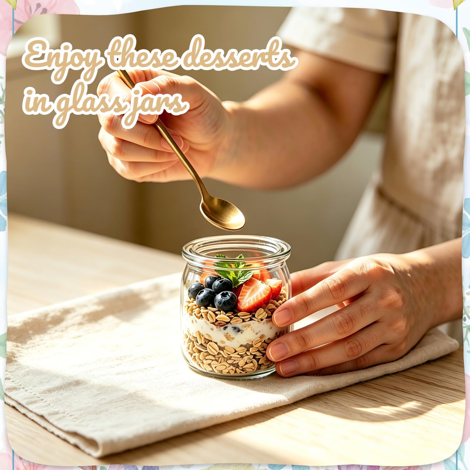 Tarros de yogur de 200 ml con tapa y cuchara