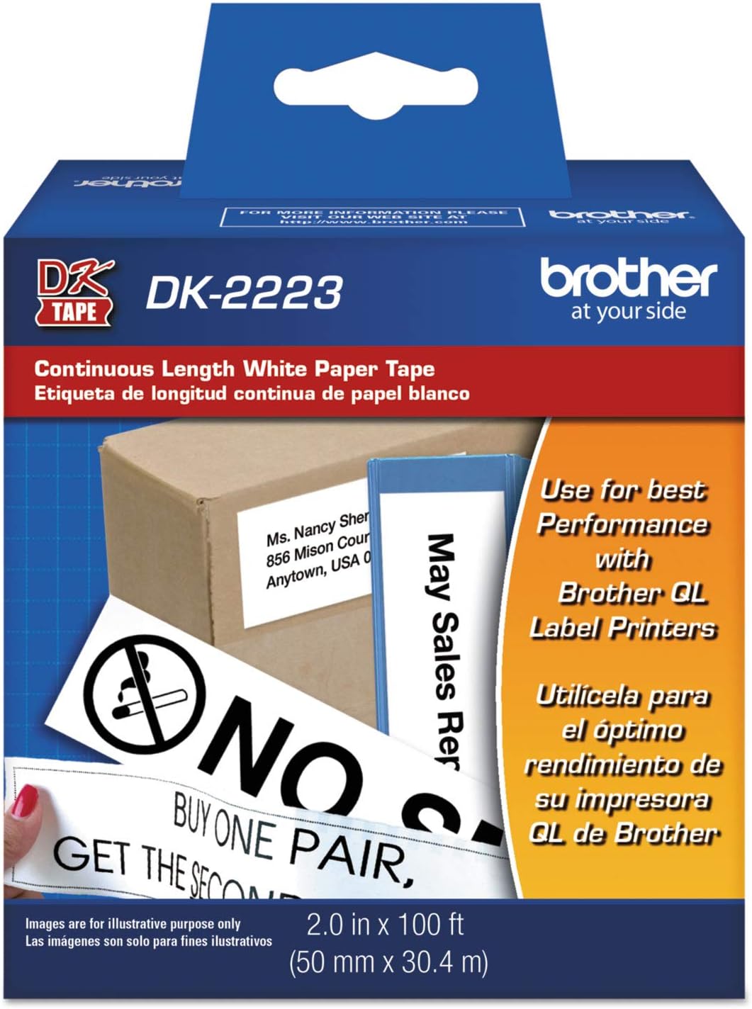 Brother Printer Continuous Length White Paper Tape (DK2223) 50mm x 30.4 Month