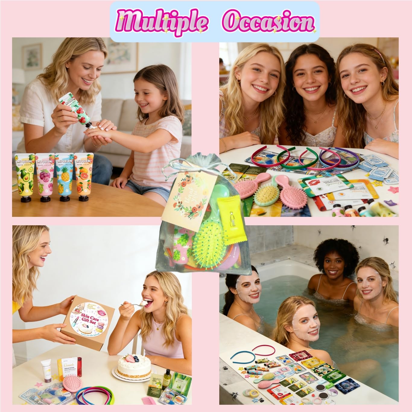 204PCS Spa Party Supplies for Women, Spa Party Favors Include Facial Masks,Under Eye Patches, Lip Balm, Hair Rings, Makeup Mirrors, Hand Cream, Mini Hair Brush for Women, Sleepover Party Women
