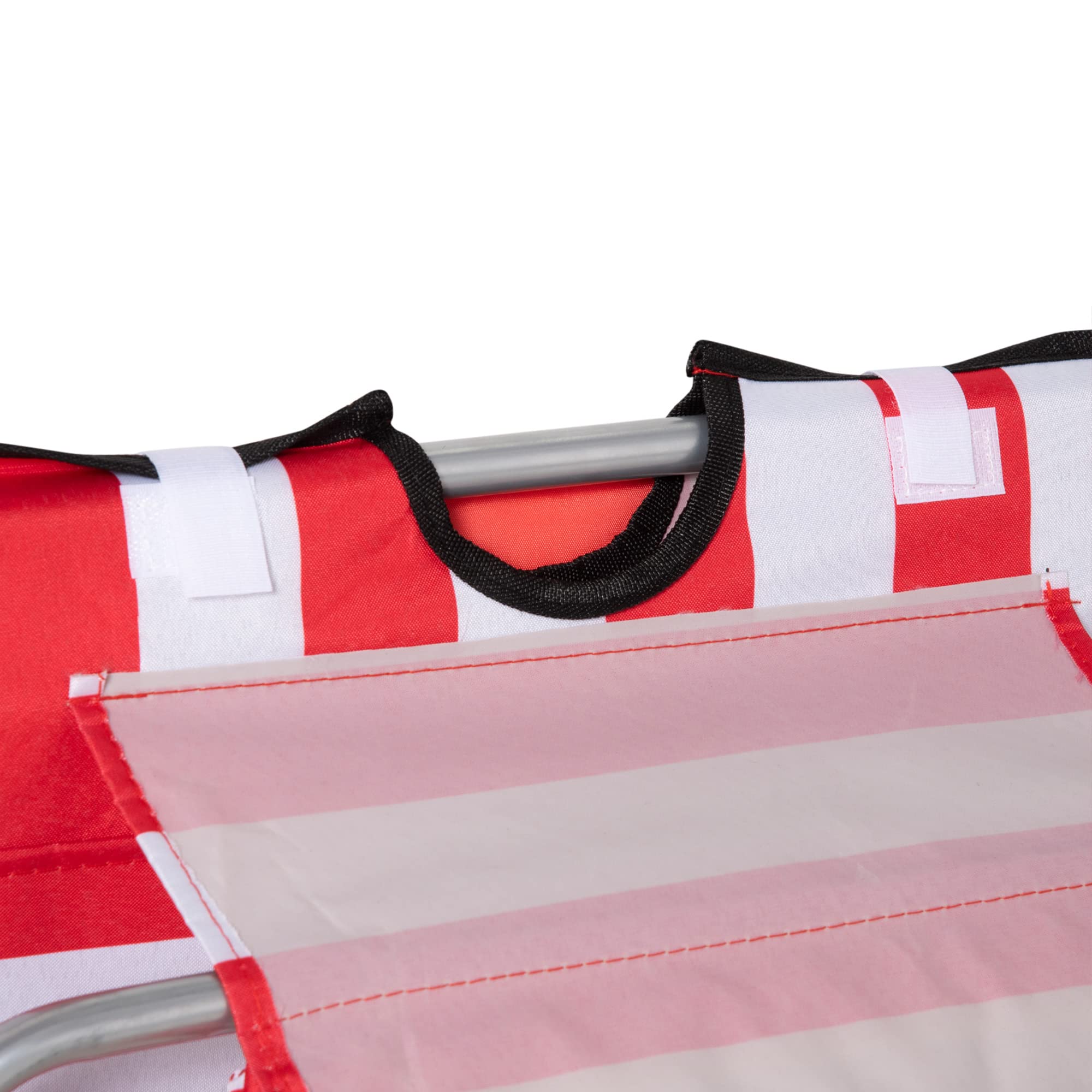 Outsunny Chaise Lounge de plage pliante Set de 2 Rouge et Blanc | Tapis de plage au sol, dossier réglable, cadre en acier, oreiller de tête, sac de transport, pour jardin, bord de lac