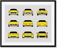Vista 6 de Custom Car Posters Handmade Poster compatible with Chevy Corvette Generations and Print of Chevrolet Corvette (C1 C2 C3 C4 C5 C6 C7 C8) (Landscape)