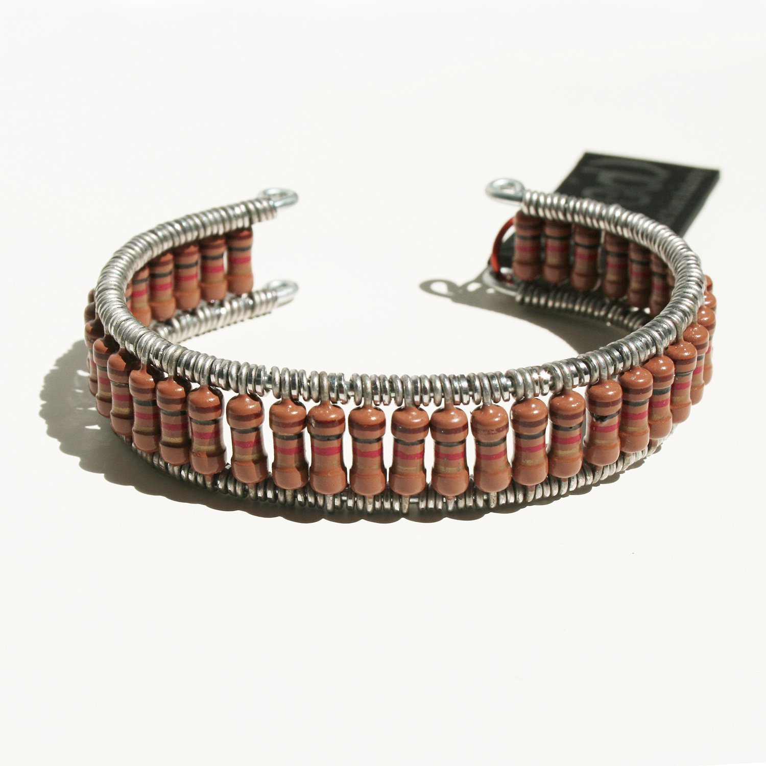 Men's RESIST Cuff bracelet by WIRED jewelry - Recycled, Upcycled Resistors on Stainless Steel Wire