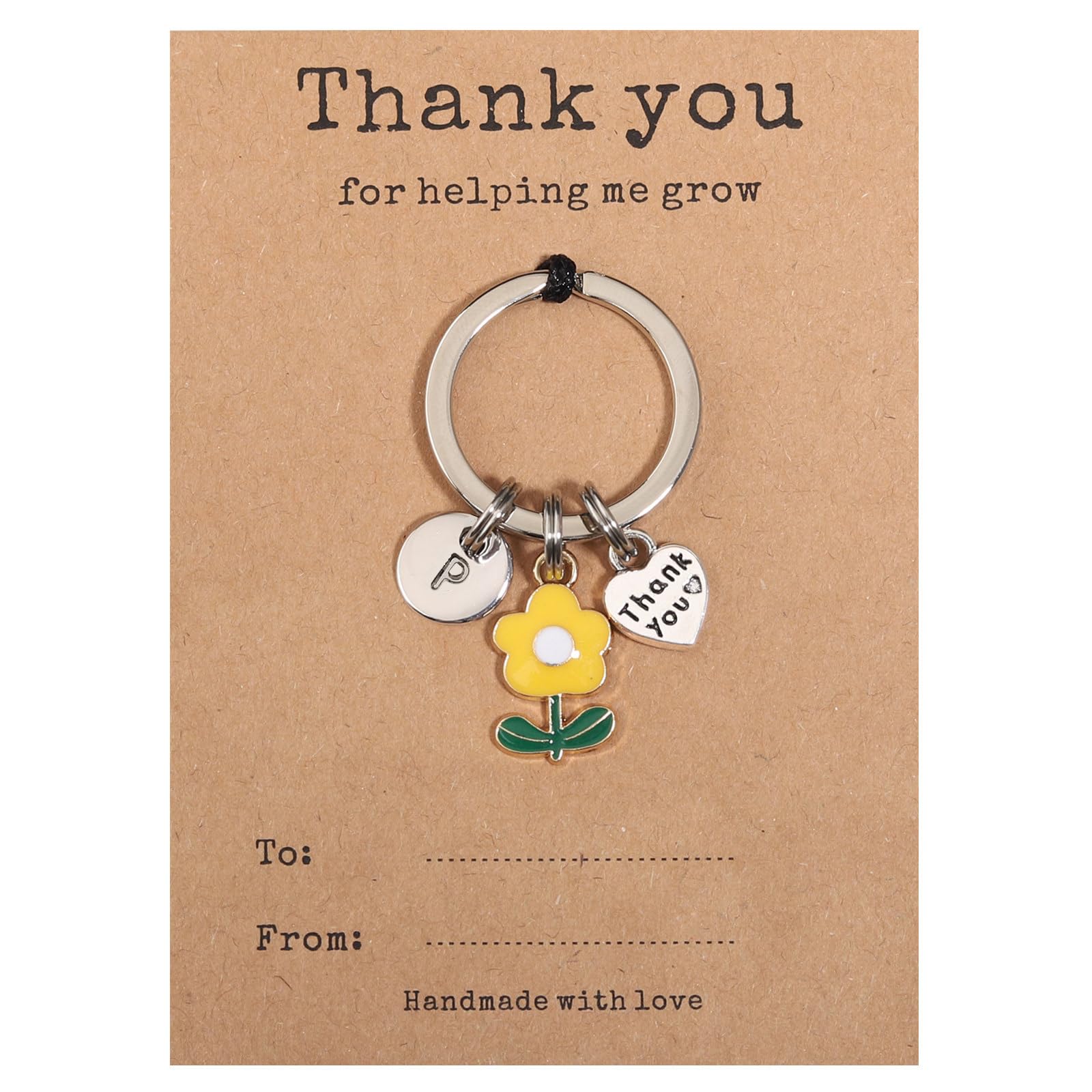 GINAZL Teacher Appreciation Gifts in Bulk Flower Intial Keychain Teacher personalized gifts