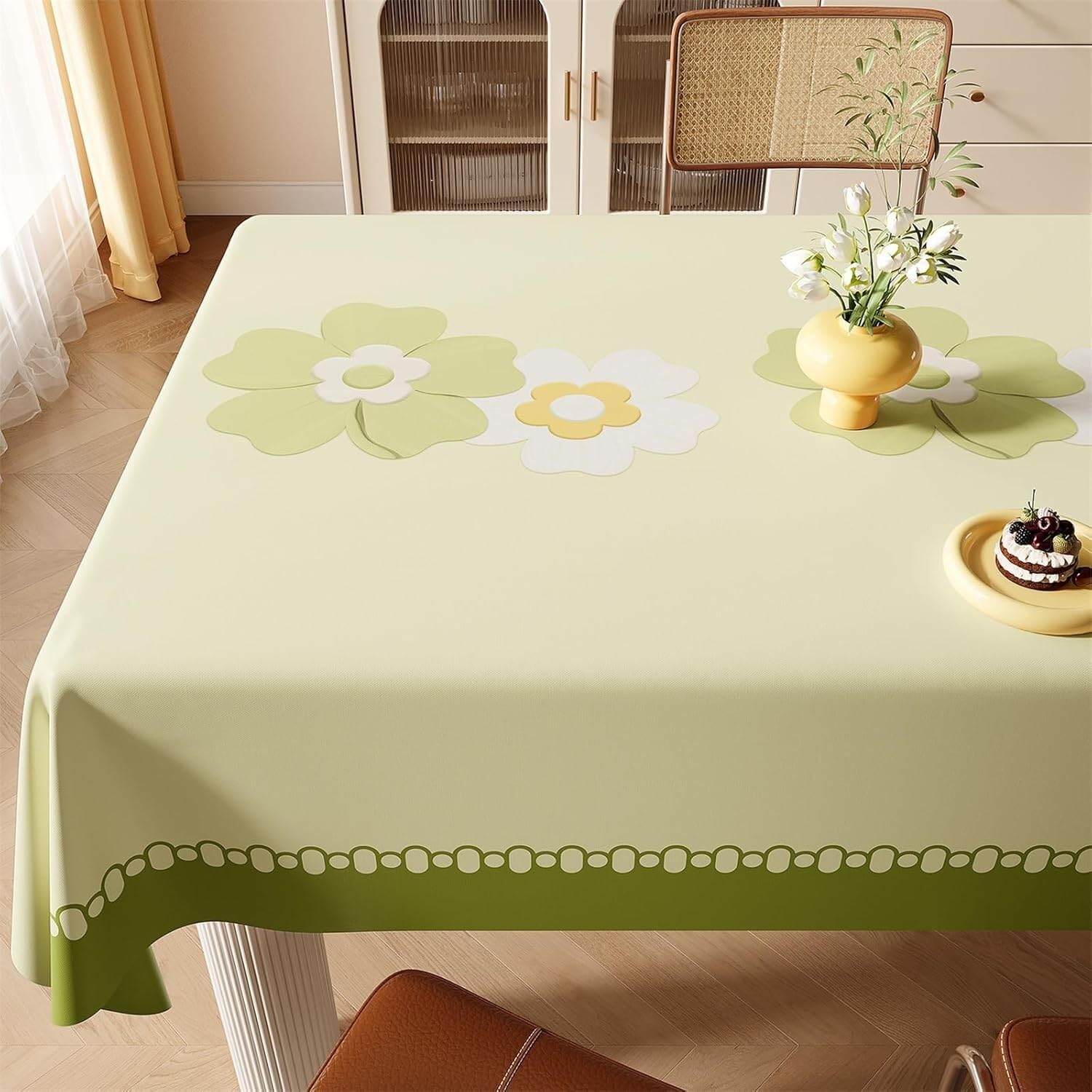 KIJyfgTR Simple Floral-patterned Wipeable Tablecloth, Ideal For Outdoor Gardens And Festive Parties(Floral,140x200cm)