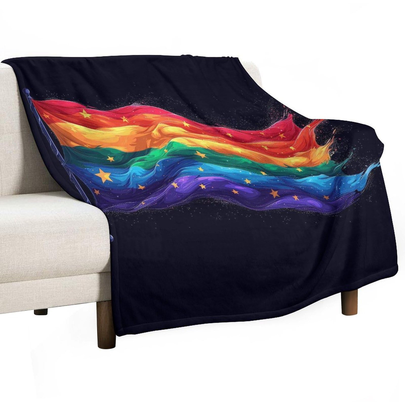 Couverture flanelle arc-en-ciel douillette pour des moments cocooning