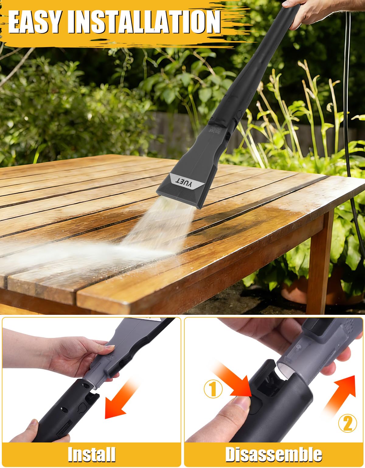 YUET Lance Haute Pression pour Karcher, Puissance de Nettoyage Supérieure de 50% par Rapport à un Jet Plat, Accessoire pour Nettoyeurs Haute Pression pour Kärcher K5 K6 K7