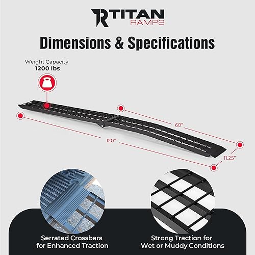 Miniatura 3 de Titan Ramps Rampas portátiles para ATV de 10 pies con capacidad de 1,200 libras, rampas de carga de aluminio para camionetas, plegables, ligeras