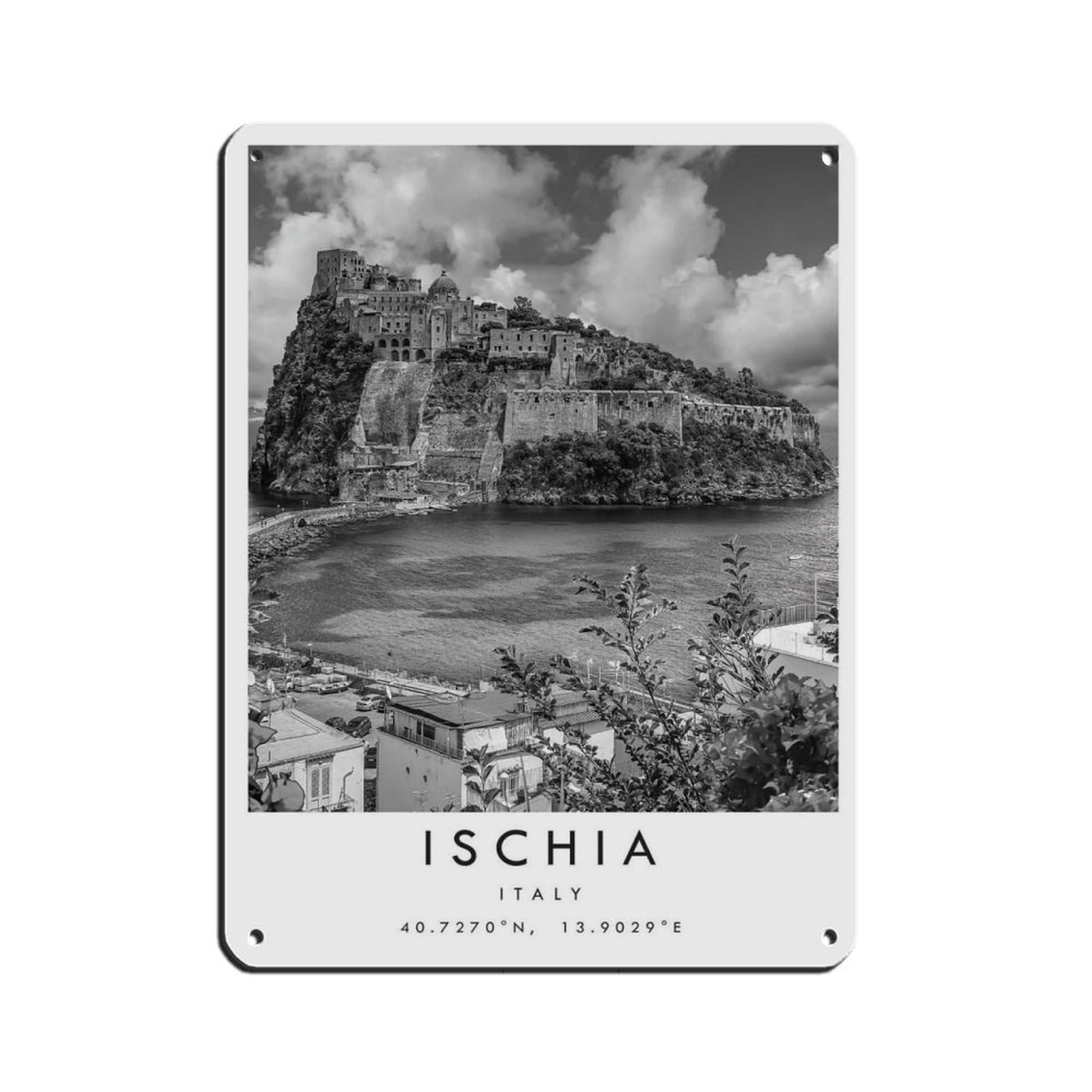 Ischia Travel Tin Sign Vintage Metal Pub Club Cafe Bar Home Wall Art Decoration Poster Retro 12x16inch(30x40cm)