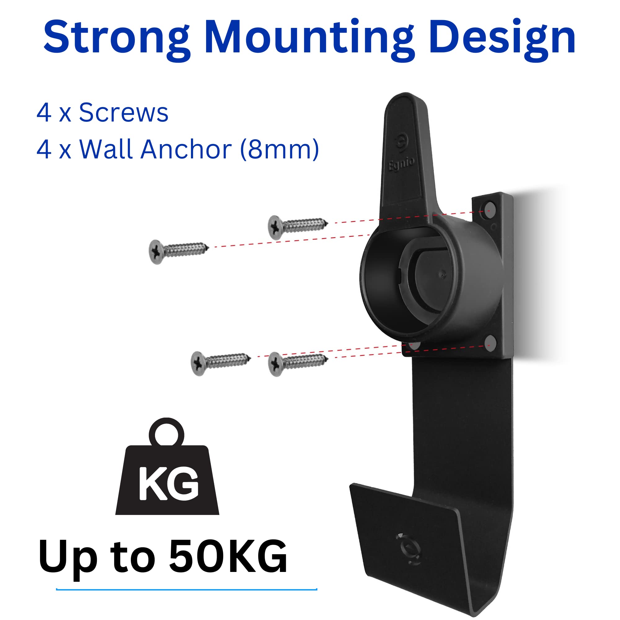 Supporto Da Parete Per Cavo Ricarica Auto Elettrica Tipo 2 - Con Gancio E Kit Montaggio