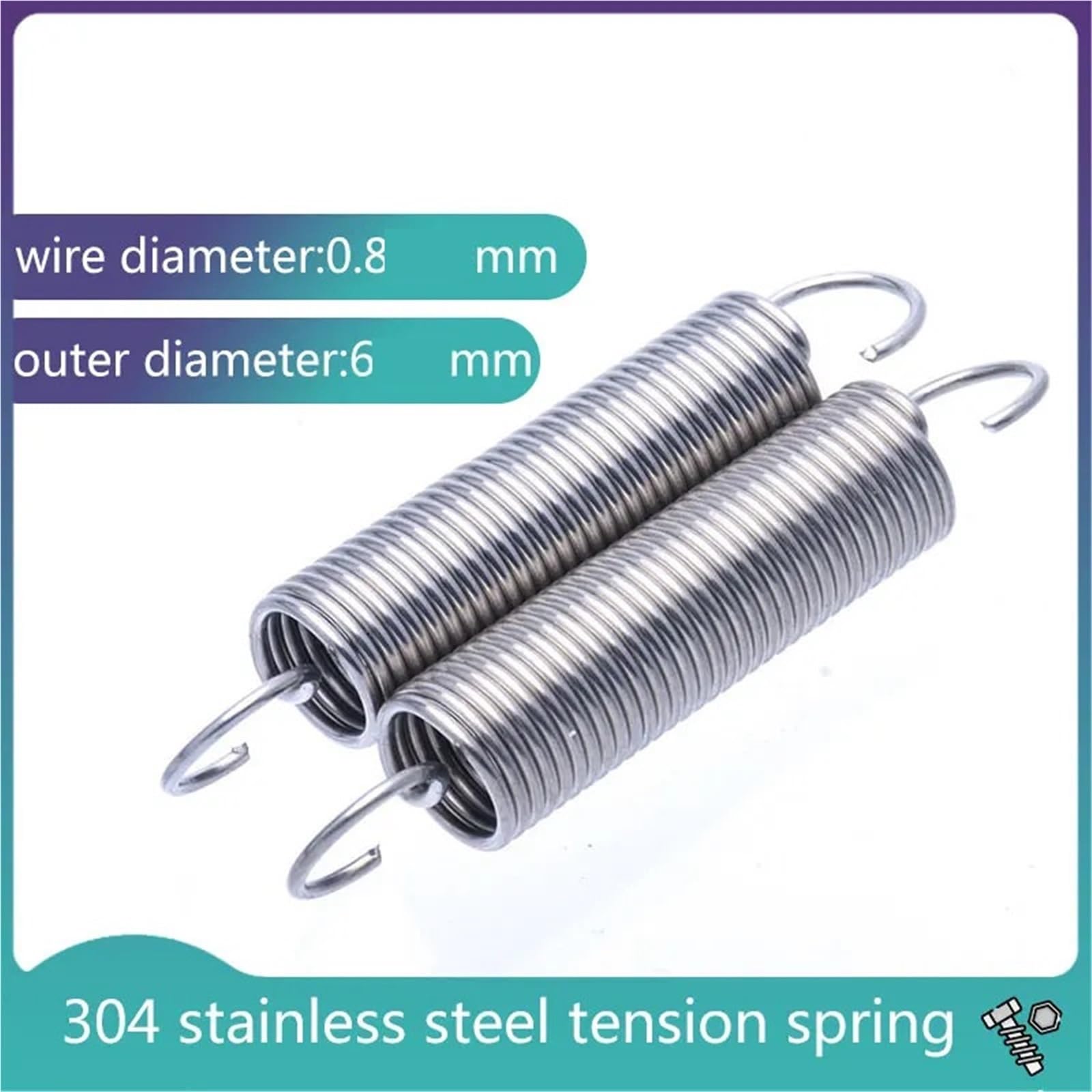Extension Springs 10 Pcs Stainless Steel Cylindroid Helical Pullback Extension Tension Coil Spring Extended Tension Spring(100mm)