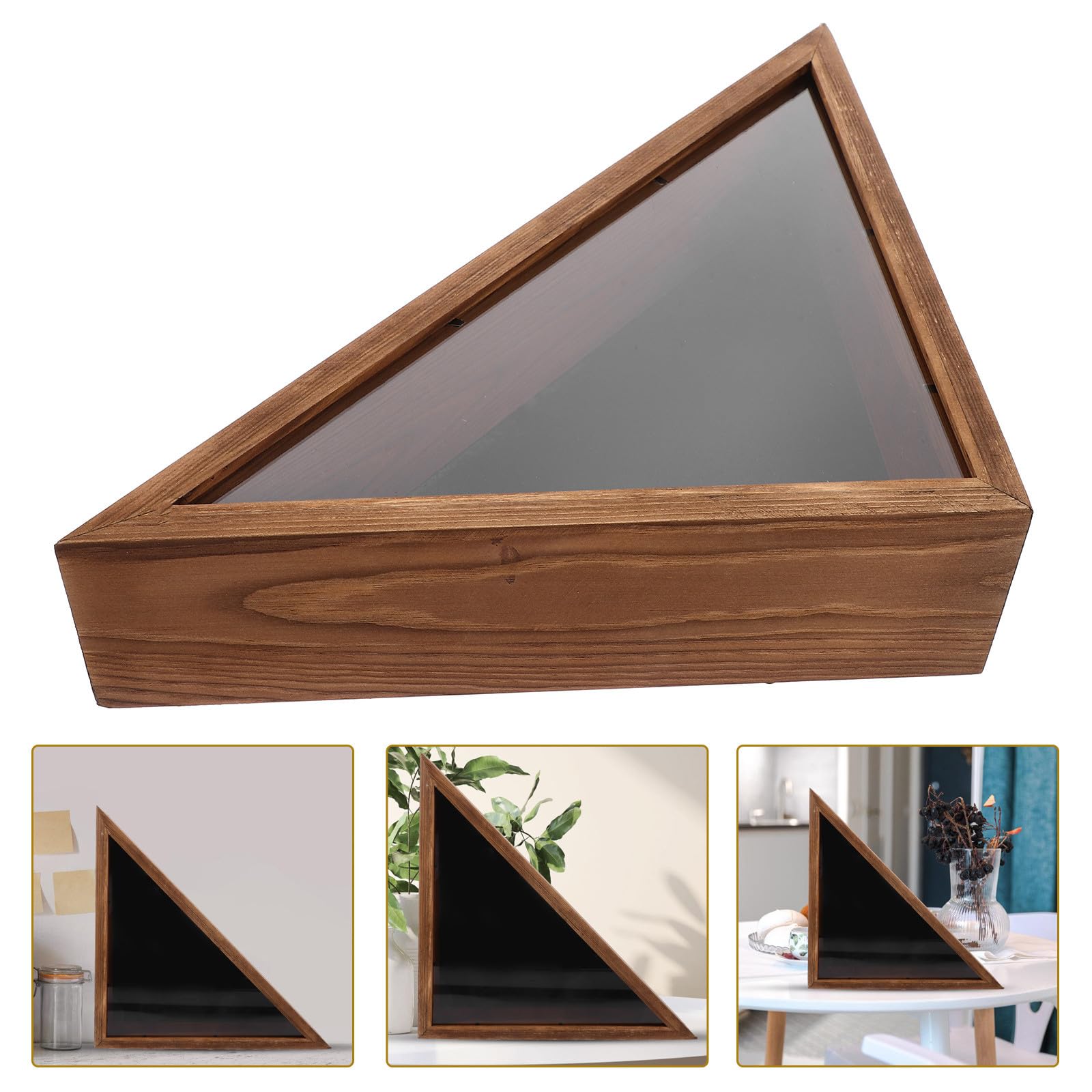 Générique Boîte de Rangement pour Drapeau Triangulaire Bois avec Protection Vitrine Murale Rustique pour Drapeaux Support Décoratif pour Salon Style Campagne