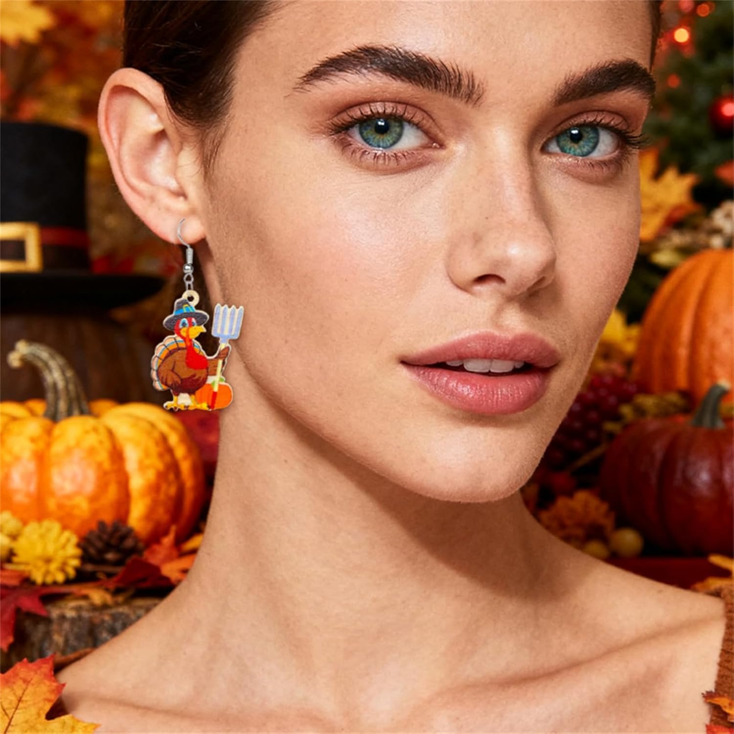 Thanksgiving Turkey Dangle Earrings for Women Cute Red Turkey Earrings Autumn Food Jewelry Christmas Novelty Unusual Quirky Gifts - Image 3